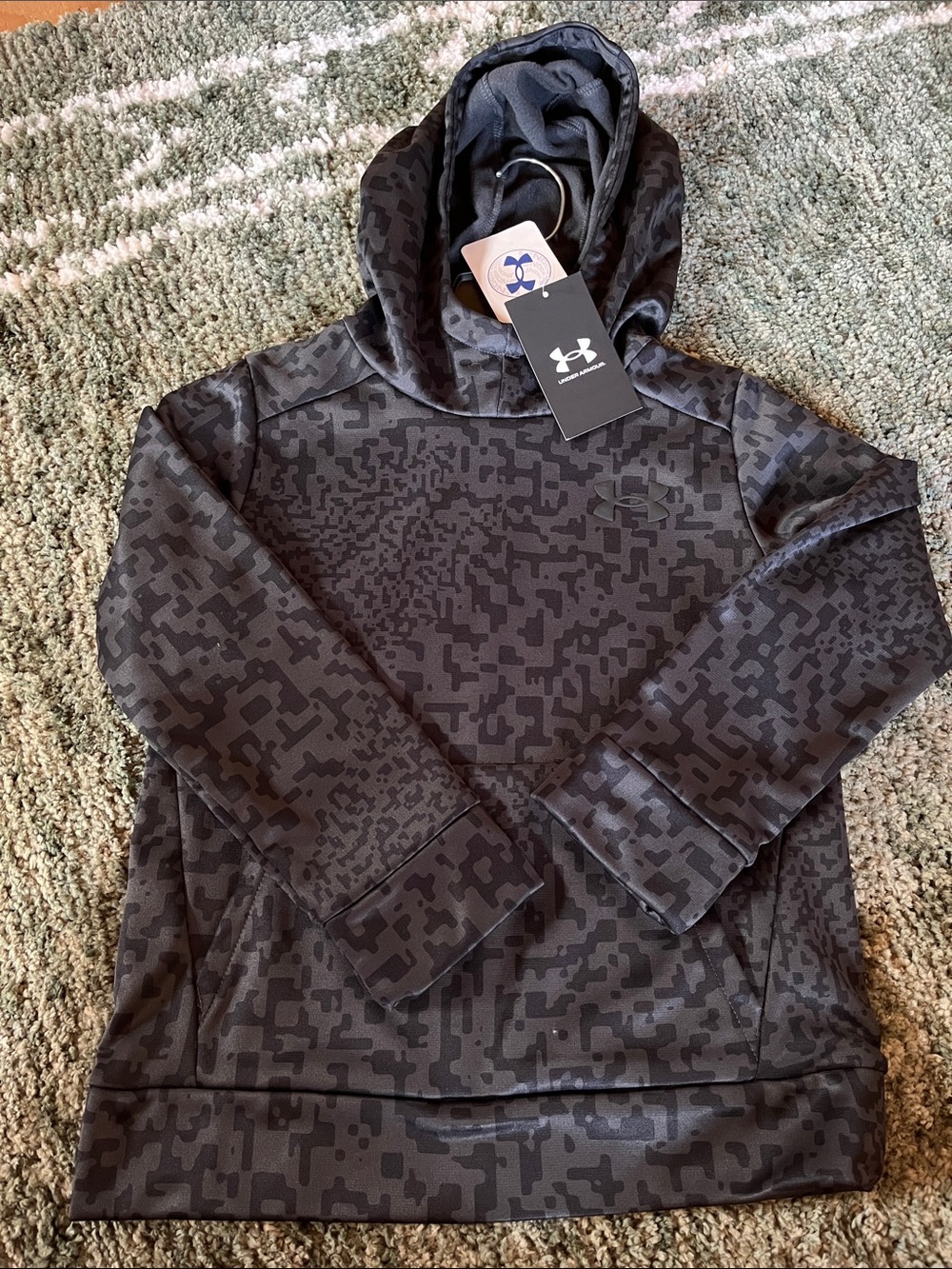 Under Armour Kids Black & Dark Gray Camo Crewneck Hoodie